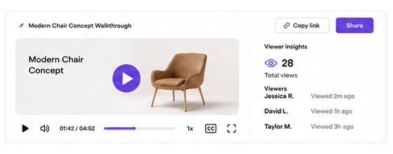Client review link with viewer insights