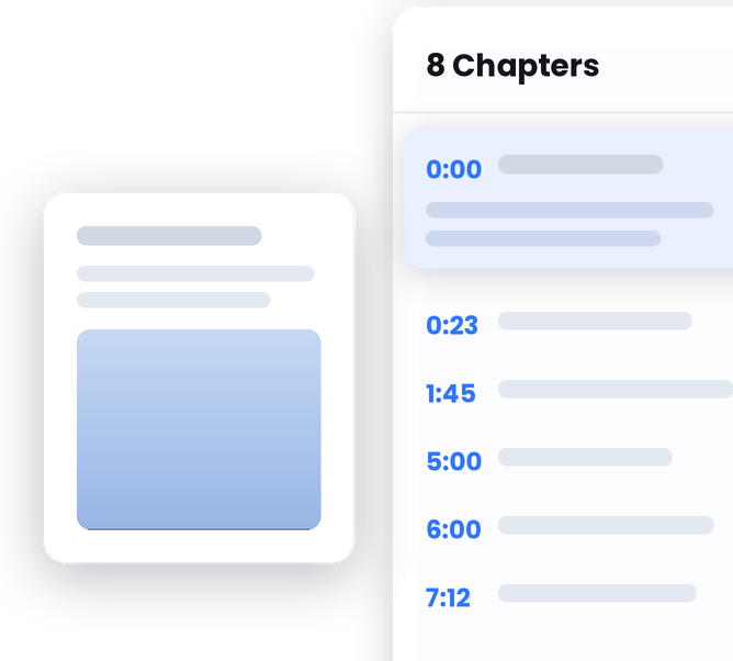A chapter list with the active chapter summarised, beside its preview card