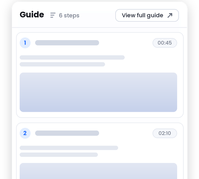A step-by-step guide with numbered steps and durations