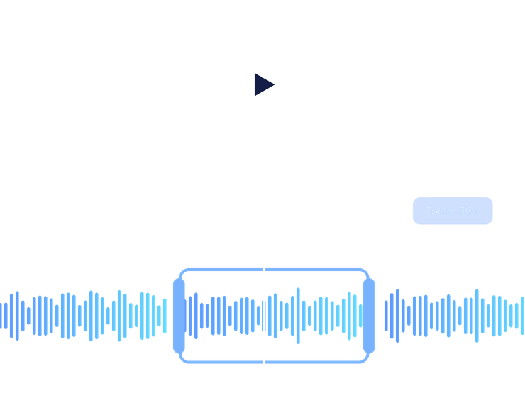 A recording timeline with trim handles set around the section being kept