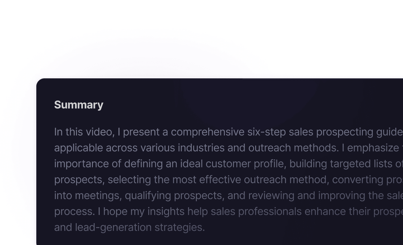 Engaging speaker summary for video