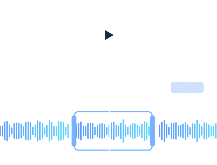 A recording timeline with trim handles set around the section being kept